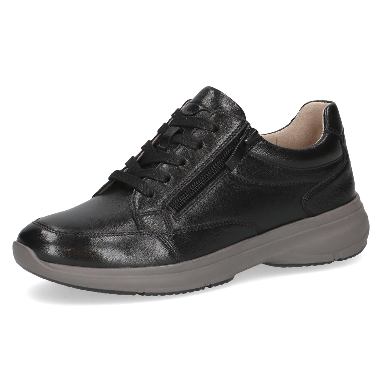 CAPRICE Women's Low-top Leather Sneakers with Zipper, Black (Black Nappa), 5 UK