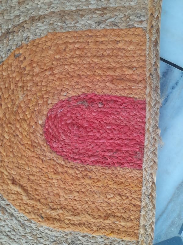 Miniatura 6 de Jaipur Art & Rugs - Tapete para puerta delantera de yute natural hecho a mano indio, tapete medio redondo, 30 x 50 pulgadas, tapetes para puerta al