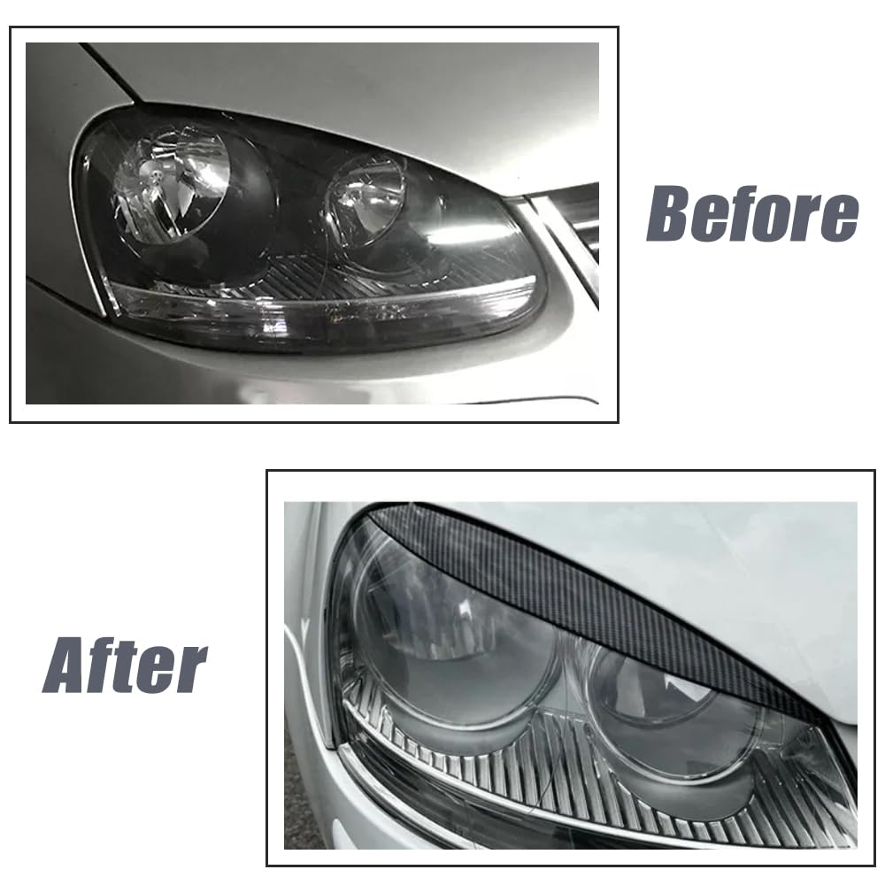 Scheinwerfer-Augendeckel, 2 Stück, Autoscheinwerfer-Augenbrauen, Karbonfaser-Optik, Augenbrauenabdeckungen, Augenlider, kompatibel mit VW Golf 5 GTI 2005–2007