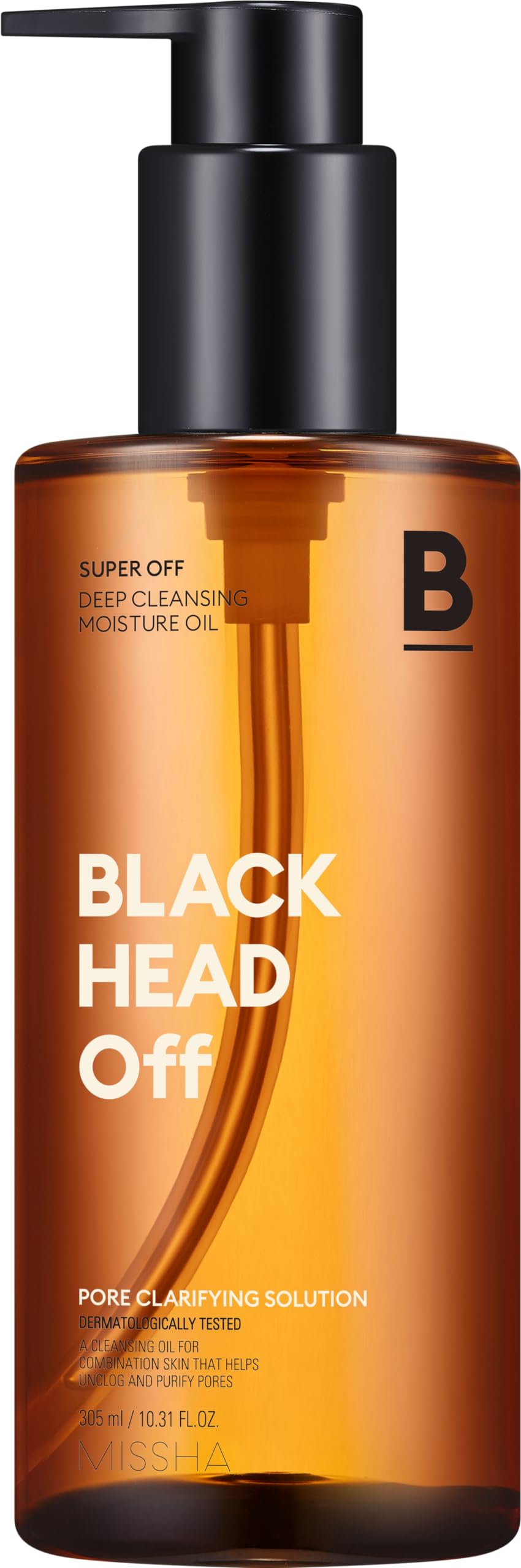 MISSHA - Olio Detergente Super Off Blackhead Off | Elimina impurità e punti neri | Drena i pori | Idratante e naturale | 305 ml, naturale, confezione da 1
