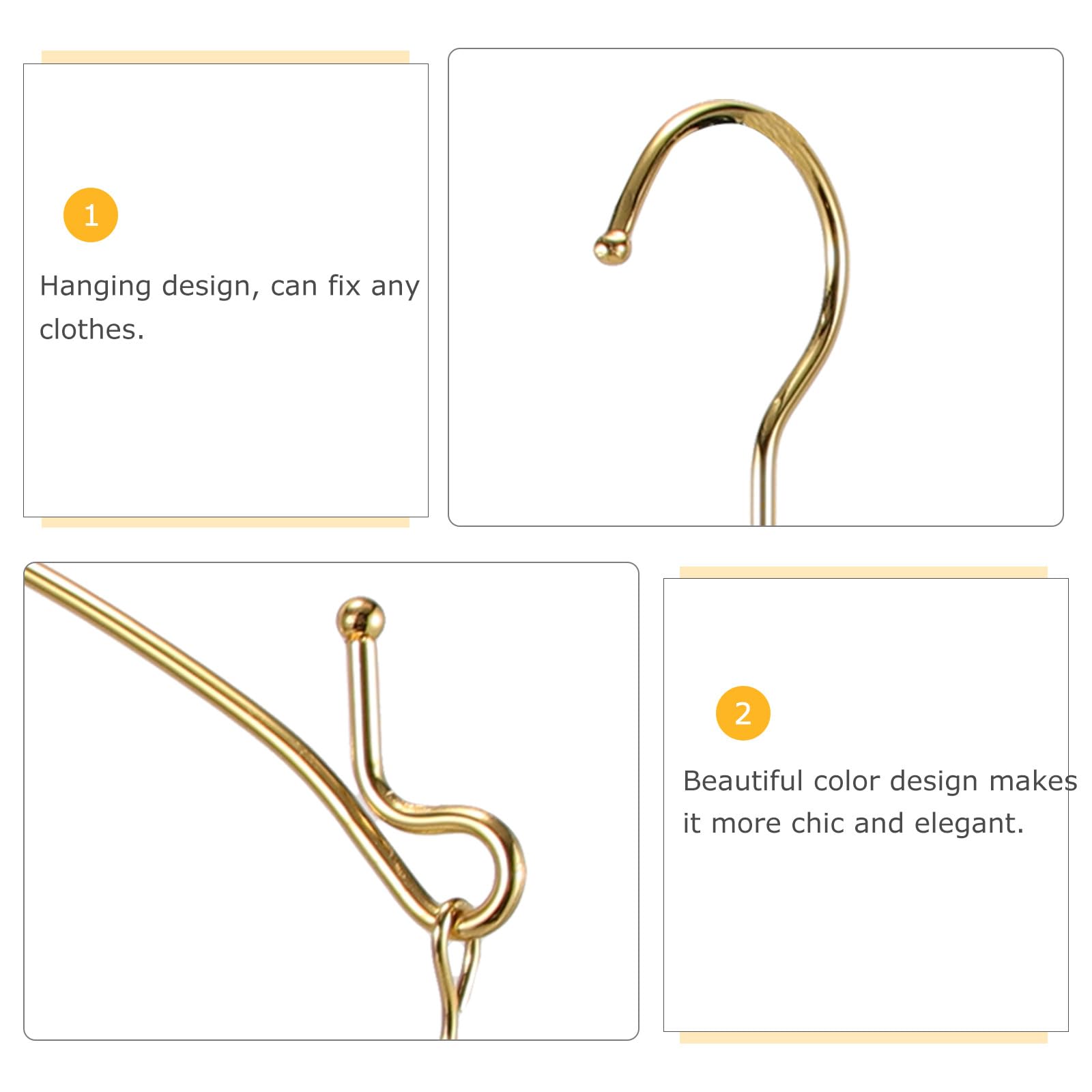 Lurrose 10 grucce con clip in metallo, grucce antiscivolo per biancheria intima (mutandine e reggiseni), stendino per bucato, armadio dorato