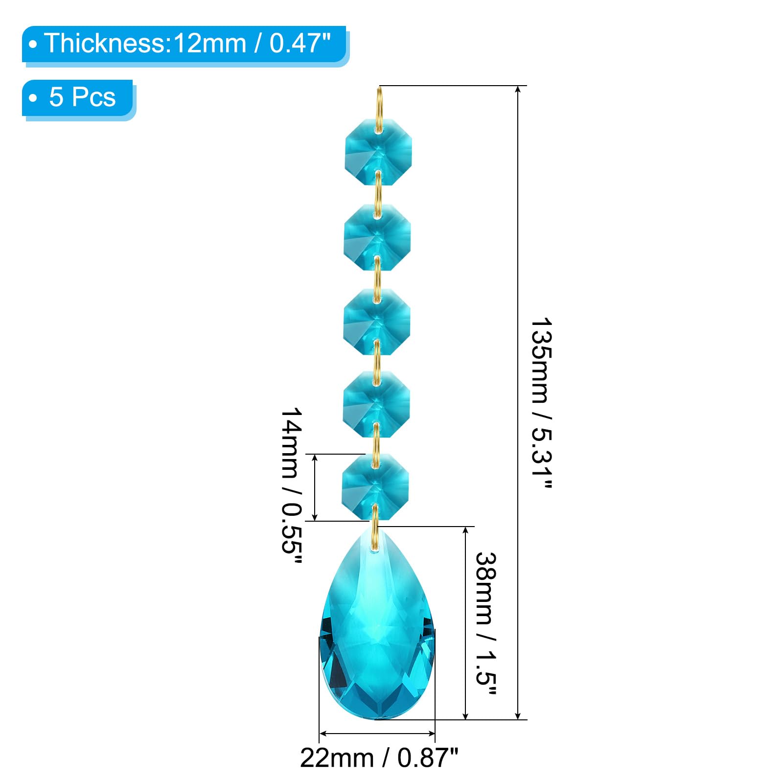 PATIKIL Teardrop Crystal Chandelier Pendants Beads - Image 2