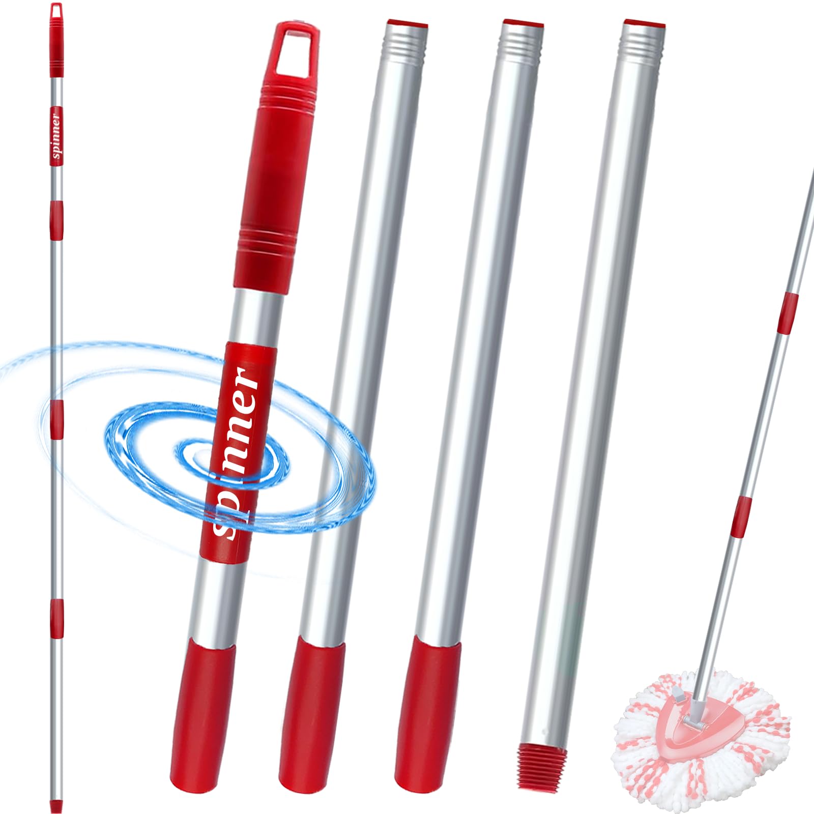 Wischmopp Ersatzstiel für Vileda Turbo Spin Mop, Bodenwischer/Smart/H2pro/EasyWring Wischmop Wischer, teleskopstiel aus Edelstahl