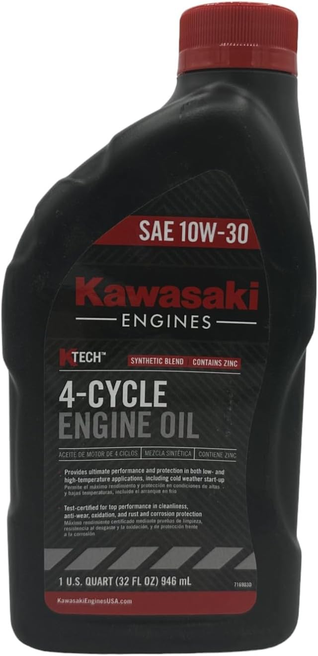 Cyclemax Two Pack compatible with Kawasaki SAE 10W-30 4-Cycle K-Tech Lawnmower Engine Oil 99969-6081 Contains Two Quarts and a Funnel