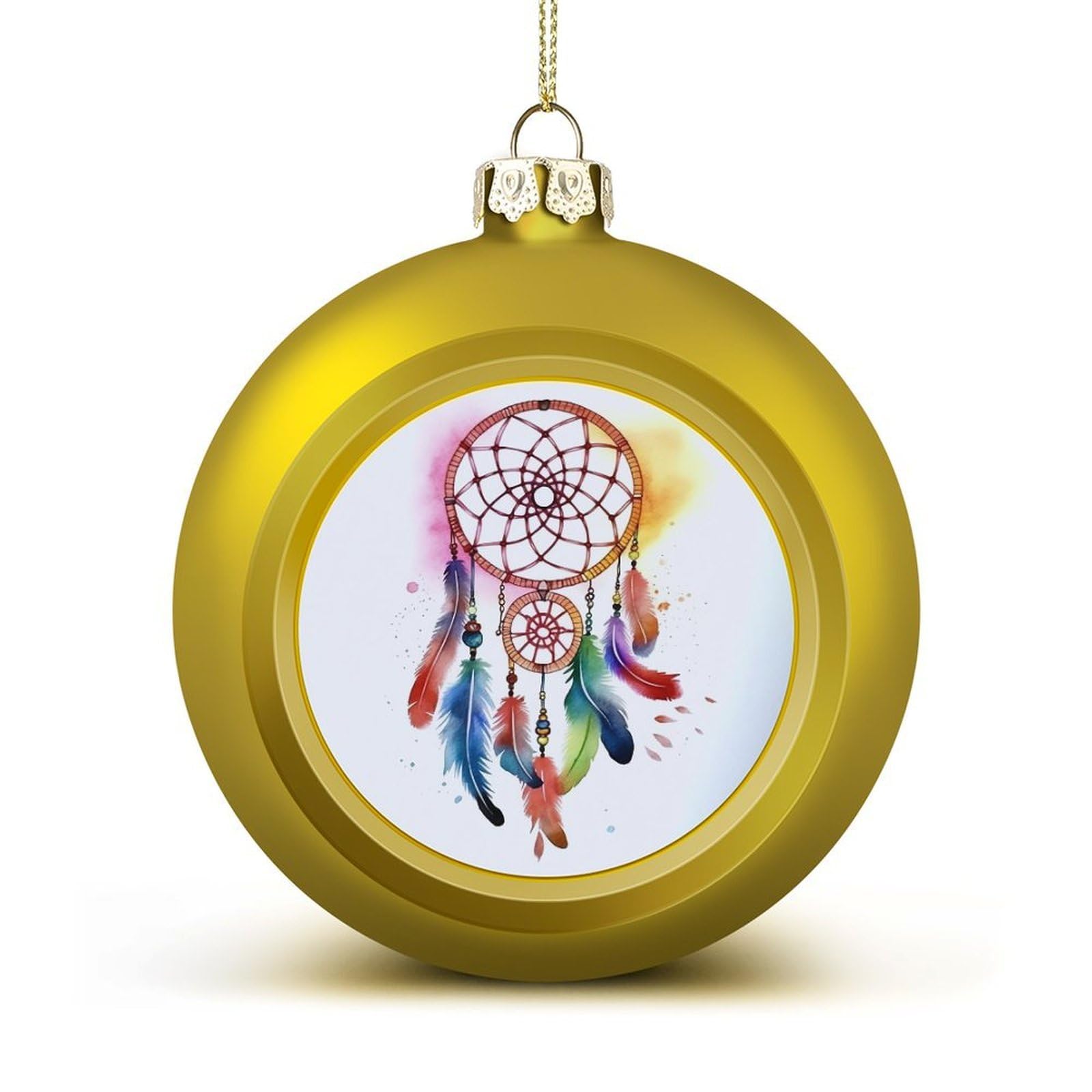 Watercolor Dream Catcher Christmas Balls Ornaments for Xmas Christmas Tree 1.6" Hanging Shatterproof Xmas Balls Hanging Decor Pendants for Holiday Party Outdoor Indoor DIY Craft Supplies