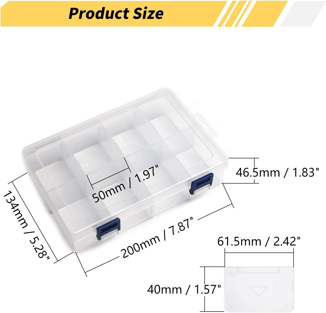 MroMax 8 Grids Clear Plastic Organizer Box Craft Storage with Adjustable Dividers, PP Organizer Box for Beads Organizer Art DIY Crafts Jewelry Fishing Tackles