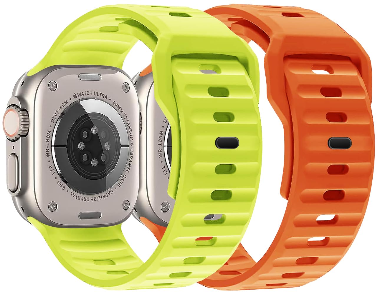 Sport Band Compatible with Apple Watch Ultra 2 Band/Apple Watch Ultra Band for Men, Waterpoof Soft Silicone Apple Watch Band 49mm 45mm 44mm 42mm 41mm 40mm 38mm for Apple Watch Series 9 8 7 6 5 4 SE