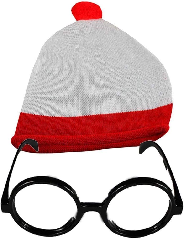 Men Red White T-Shirt Hat Glasses 3pc Set Women Crimson Ivory Tee Cap Specs Socks 4pc Outfit Kids Stripe Top Headwear Eyewear Book Week Fancy Dress UK Size S-XL