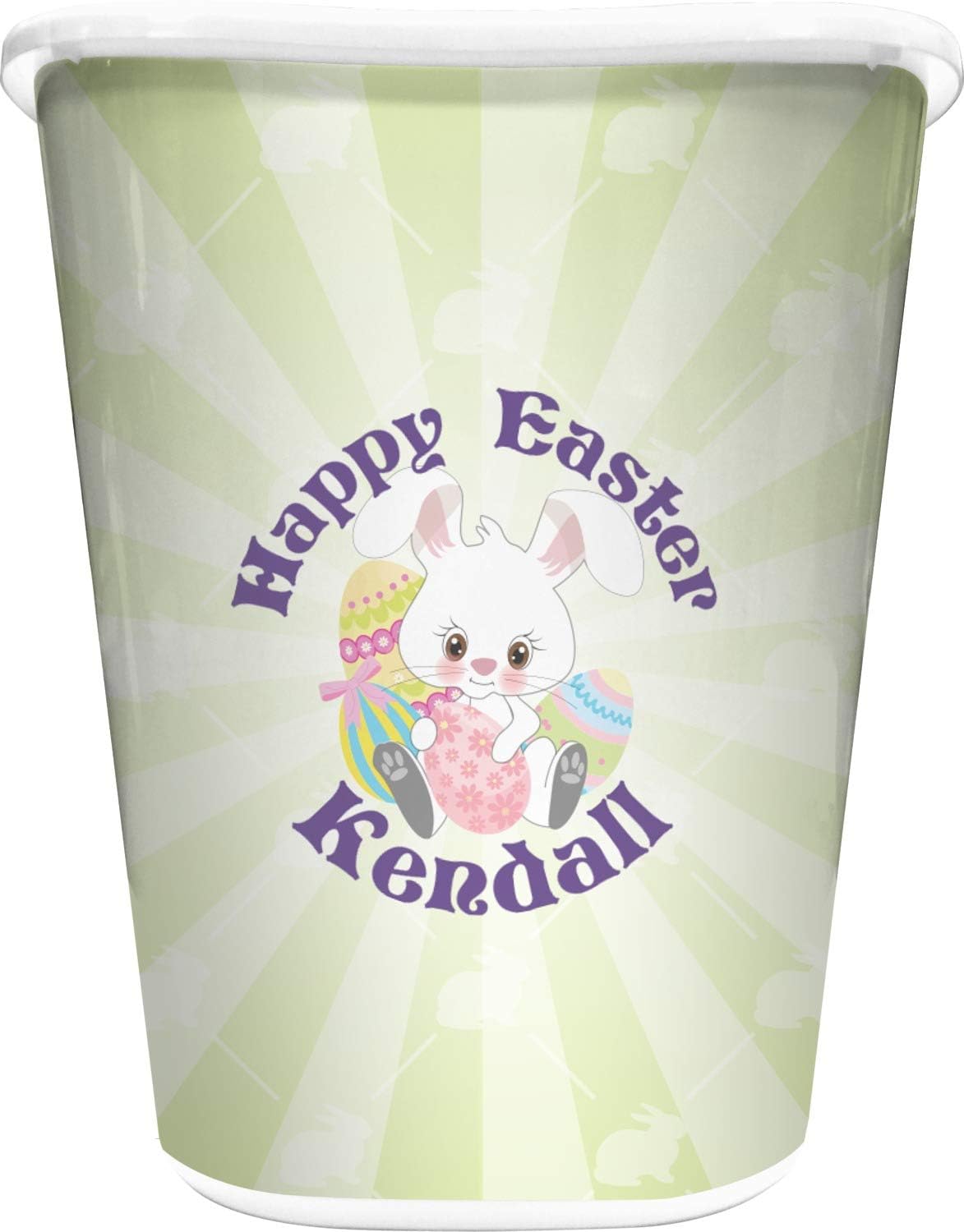 YouCustomizeIt Personalized Easter Bunny Waste Basket - Double Sided (Black)