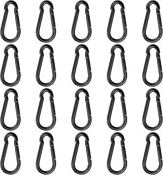 M4 الربيع المفاجئة هوك Carabiner كليب 1.57 بوصة الثقيلة المفاجئة السنانير رابط سريع للتخييم، المشي لمسافات طويلة، في الهواء الطلق وتغذية الطيور & الكلب المقود 20 جهاز كمبيوتر شخصى، أسود