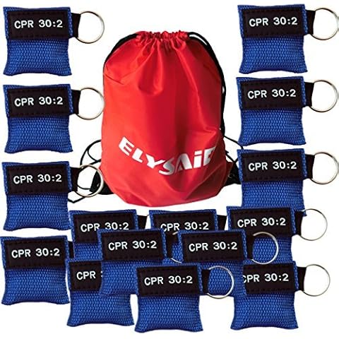 Elysaid 100Pcs/Pack CPR Barrier Mask With Keychain CPR Face Shield AED Blue Pouch CPR 30:2 In Back Bag Cover