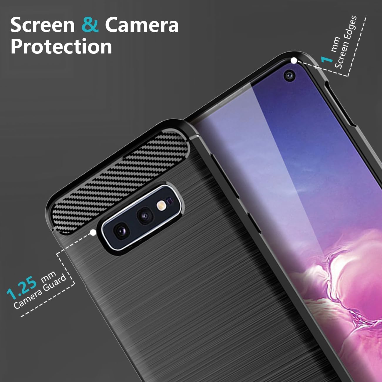 Aikcks for Samsung Galaxy S10E Phone case, Shockproof, Scratch Resistant Carbon Fiber Jacket, Soft TPU, for Galaxy S10e case (Black,)