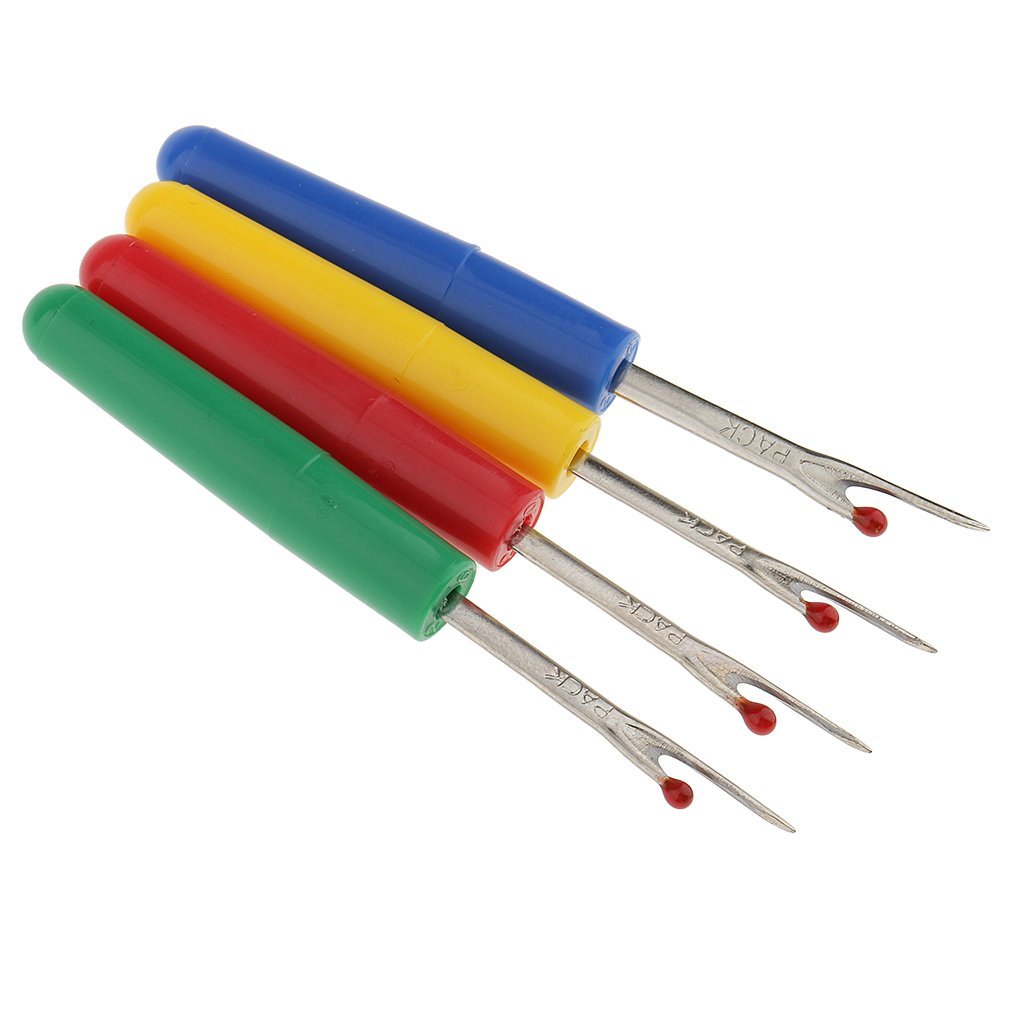 Seam Rippers Sewing Craft Tool Thread Cutter Stitch Unpicker DIY Craft Tool Plastic Seam Ripper Steel Thread Cutter Stitch Unpicker Opener Sewing Tool with Cover Handy Remover(Seam Rippers 4pc) 2