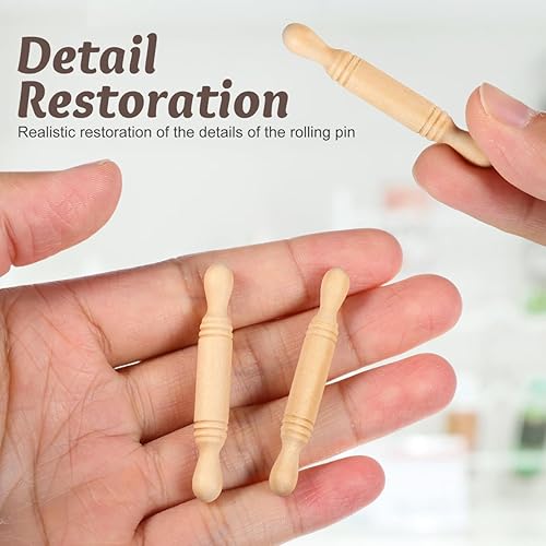 Miniatura 4 de Mini rodillo de madera para decoración del hogar, utensilios de cocina de madera para rodar, rodillo francés para mini casa de prensa de