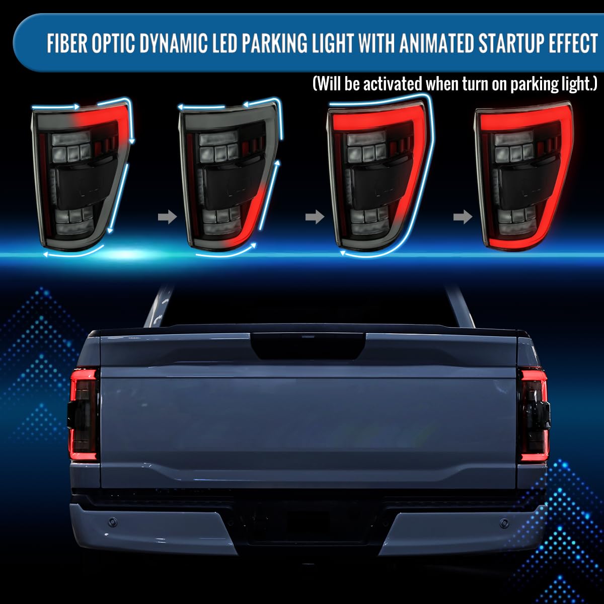 Full LED Tail Lights Sequential Turn Signals for Ford F150 2021 2023 Black Smoke image 5