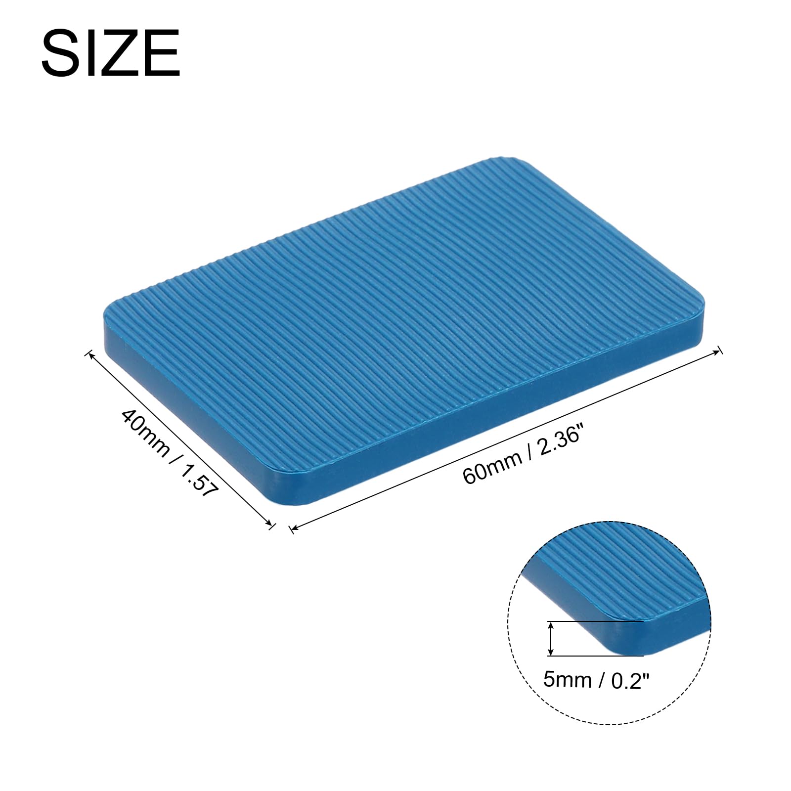 QUARKZMAN Lot de 50 Cales en Plastique 60 x 40 x 5 mm - Cales pour carrelage - Jeu de Cale d'Épaisseur - Cale Fenetre Ouverte - Cales - Entretoise Plastique - Cales d'espacement - Bleu