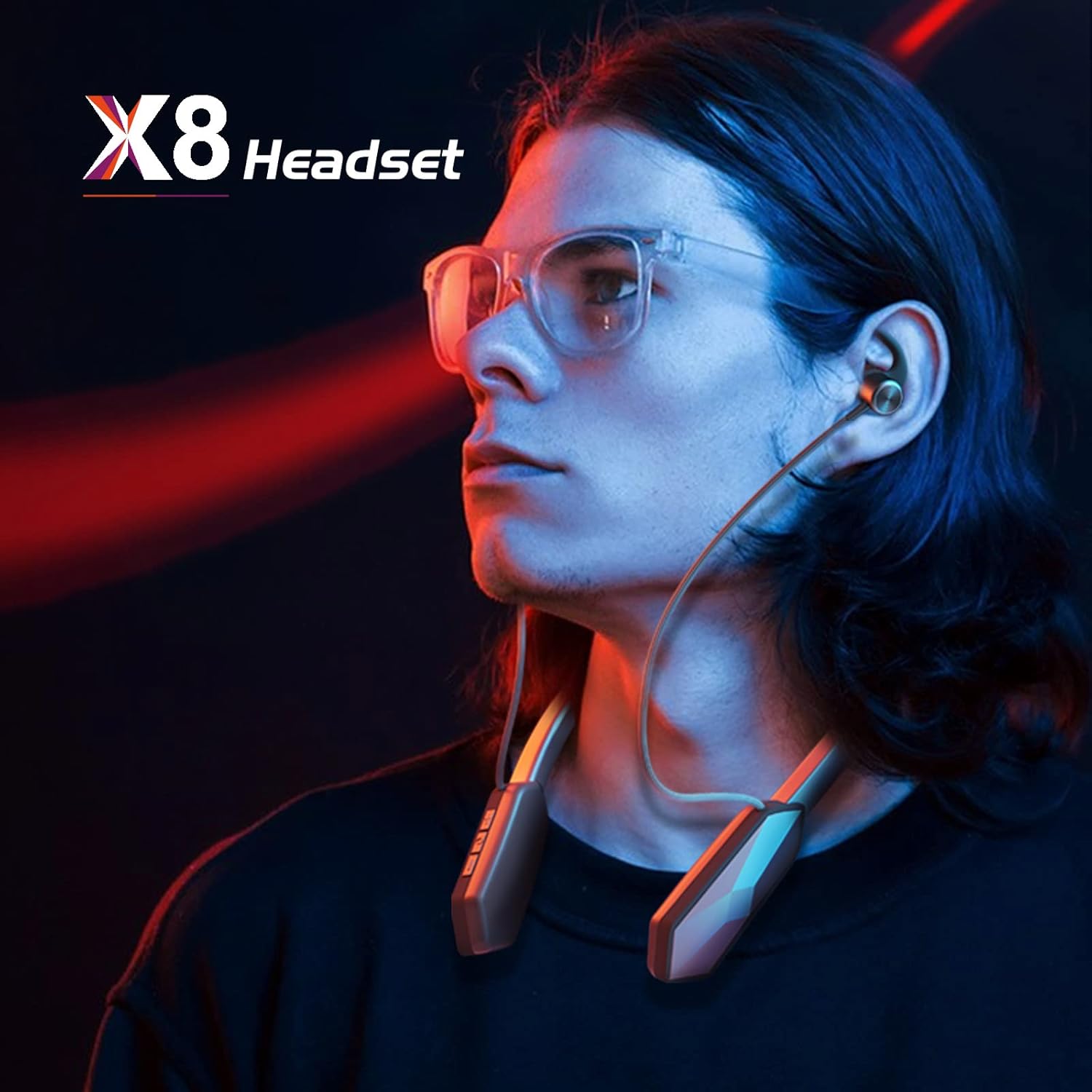 Long Battery Life neckband bluetooth headphones, X8 (150H Playtime) & X9i(200H Playtime),LED Power Display,in Ear Wireless Headset with Noise Cancelling Microphone, USB-C Fast Charging Stereo Earbuds
