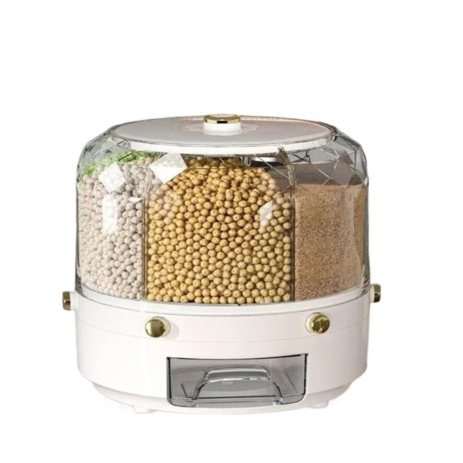 WZPTLKIBAD Cereal Dispenser, 6 Grid Rotating Sealed Grain Storage Bucket For Household Rice Food