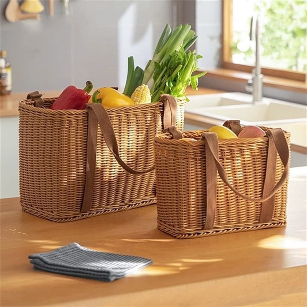 Koszyk Piknikowy Woven Storage Box Bag Z Uchwytem Kosz Piknikowy Kuchenny Na Chleb Plenerowy
