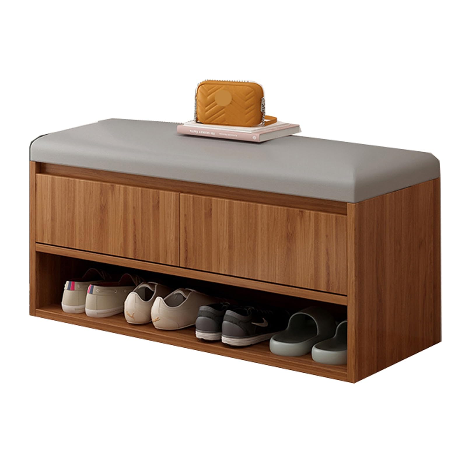 Armoire à chaussures pour couloir élégante complétée par un banc de rangement d'entrée design