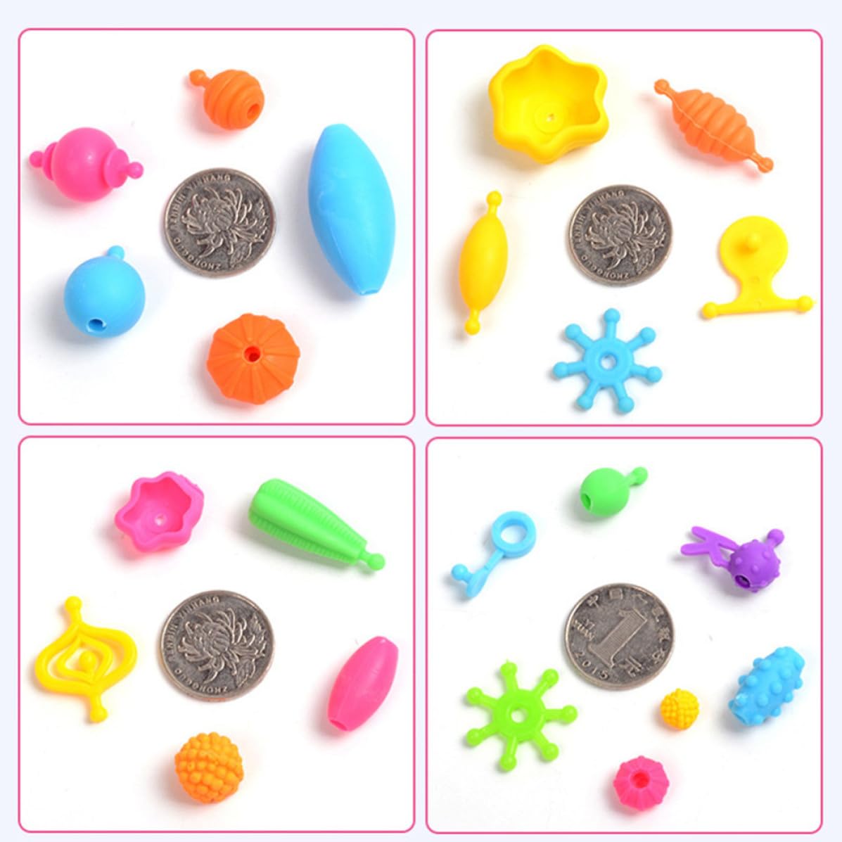 Didiseaon Kit fare Braccialetti Bambina Perline in Plastica Delicata, Scatola Trasparente Diverse Forme per Migliorare Creatività e Coordinazione Manuale