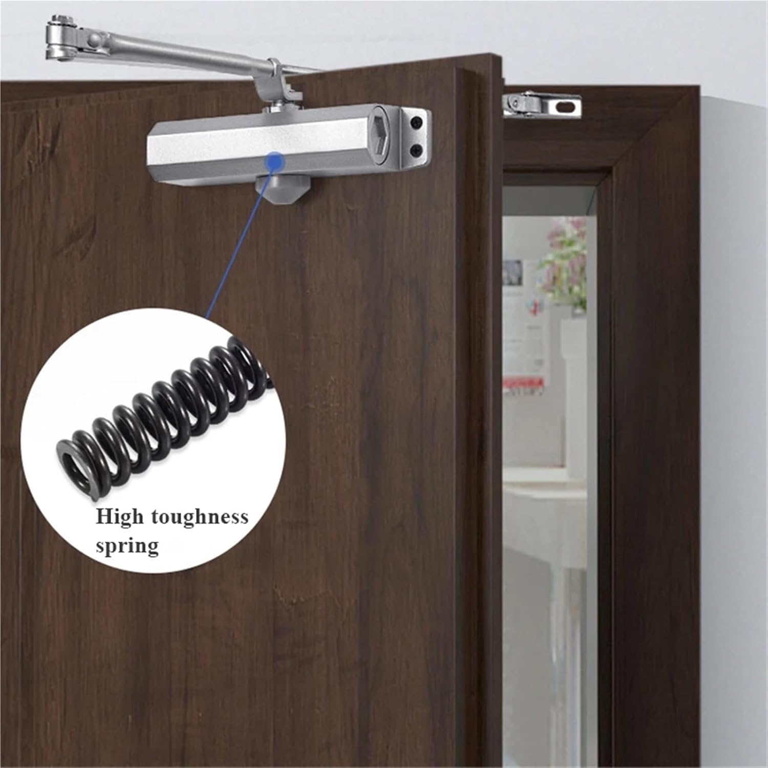 Automatic Door Closer 2 Spring Hydraulic Buffer Adjustable Door Stopper Speed Mute Closing(S-25kg)