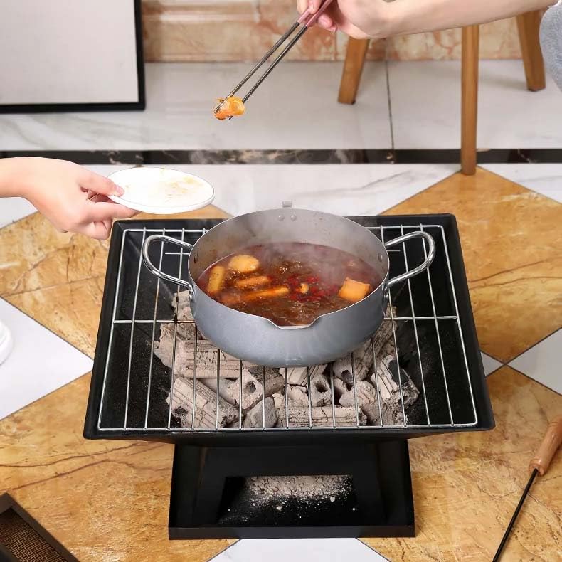 Grill do paleniska, regulowany ruszt do grilla, wielofunkcyjna stalowa miska na kemping na świeżym powietrzu, do ogrodu, na patio, do grillowania na podwórku i ogniska