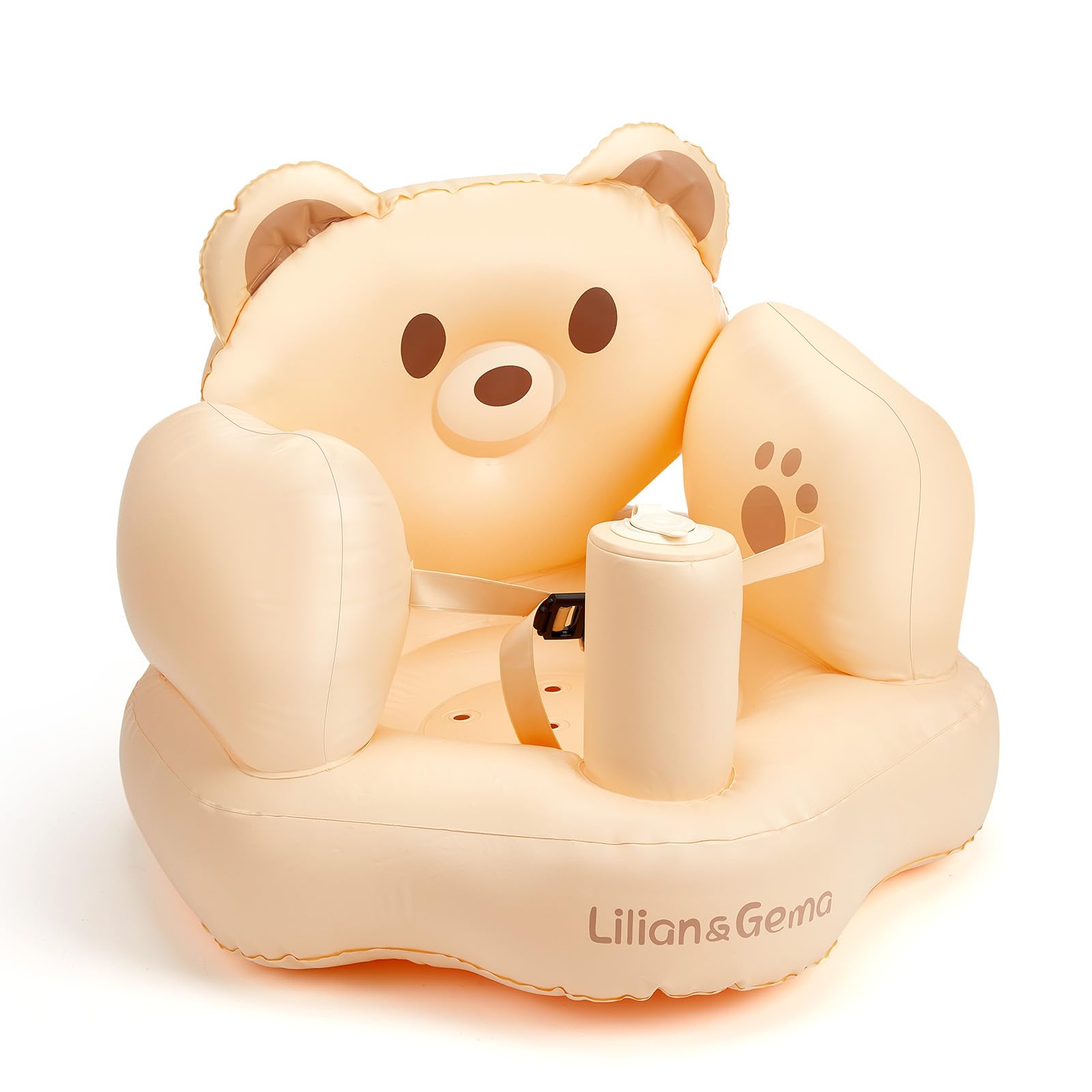 Lilian&Gema Inflatable Baby Seat – Blow Up Baby Chair with Built-in Pump for Infants 3 Months & Up, Portable Inflatable Baby Chair for Sitting Up, Soft Support Cushion, Indoor/Outdoor Use
