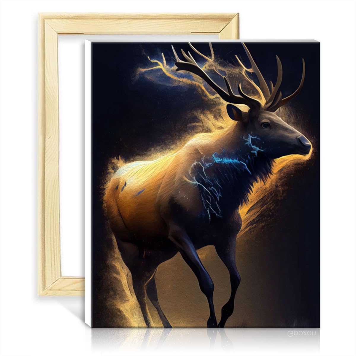 TANGFEIY Oil Painting Elk on the Run Adult Paint by Numbers Kids with Brushes and Acrylic Pigment on Canvas Artwork for Home Decor No Frame(30x40cm)
