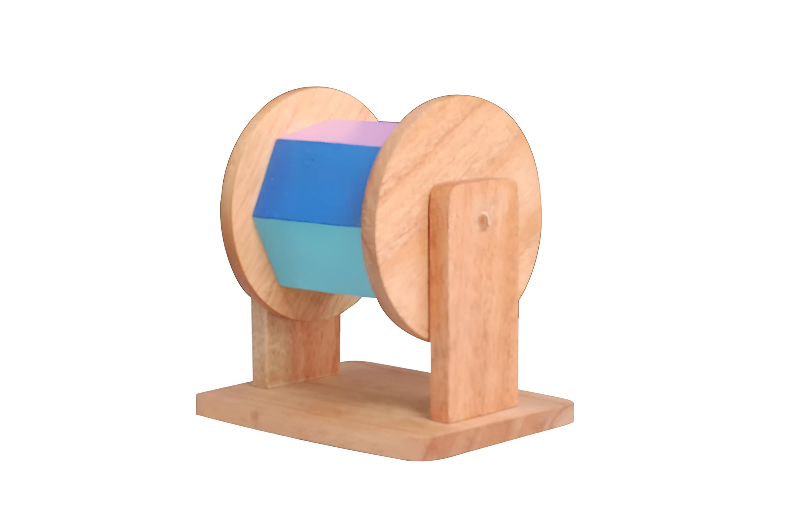 Channapatna Toys Wooden Rainbow Montessori Spinner Drum Toy with Rattle Sound for Babies (6+ Months) | Sensory & Fine Motor Skills | Encourages Curiosity & Movement