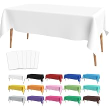 Slergut White Tablecloth, 6 Pack Table Cloth Rectangle Table White Plastic Tablecloth Disposable Plastic Tables Cloths for Parties 54x108 Inch Tables Cover for Birthday Wedding Dinner Decor