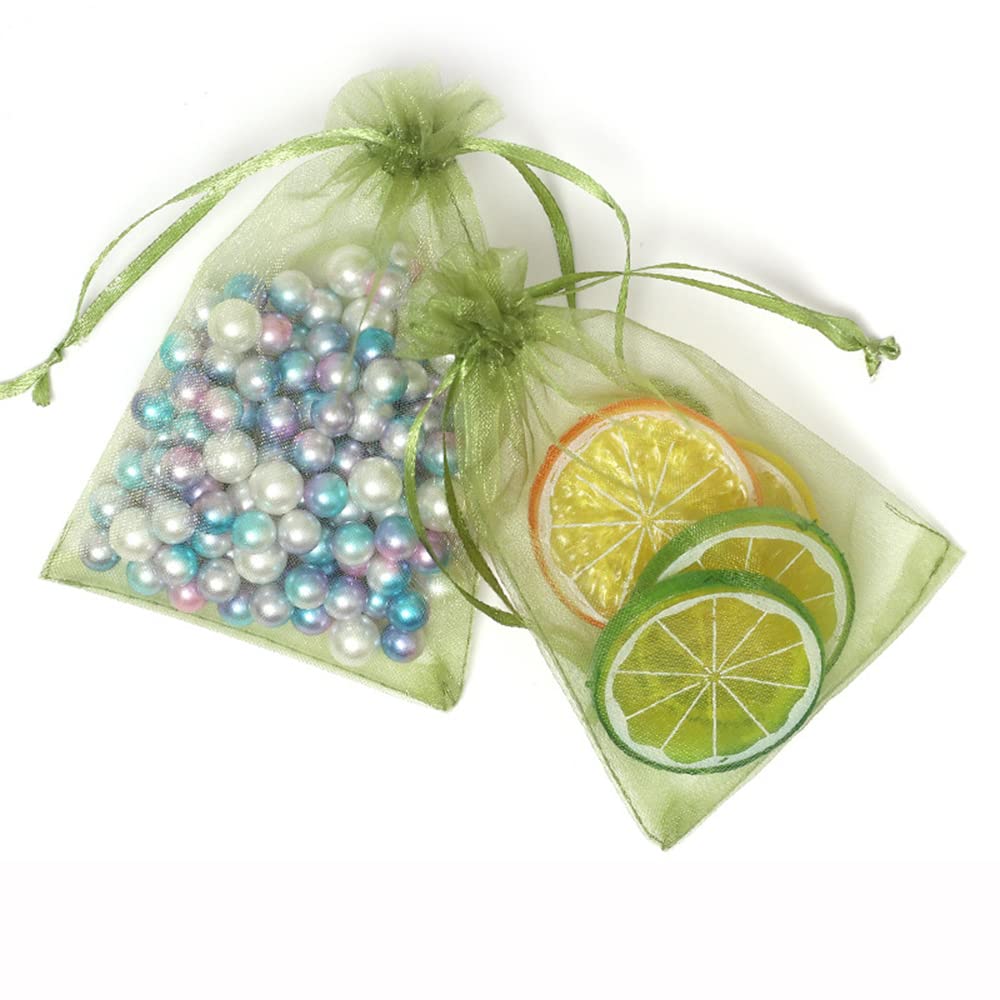 FAVORTALK 30 Sacchetti Regalo In Organza Verde Con Cordoncino, 90x120 Mm, Perfetti Per Bomboniere Matrimonio, Gioielli E Caramelle