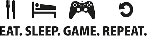 Miniatura 6 de Calcomanía de pared Eat Sleep Game Repeat Quote. Perfecto para cualquier jugador (blanco) 14 x 60 pulgadas. #20,088.6 ft