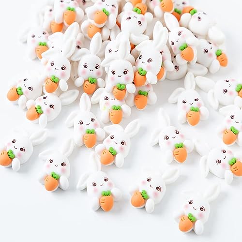 Miniatura 2 de 50 piezas de mini conejito y zanahoria decoración artificial de conejo de Pascua, zanahoria, resina, conejo de Pascua, manualidades, suministros de
