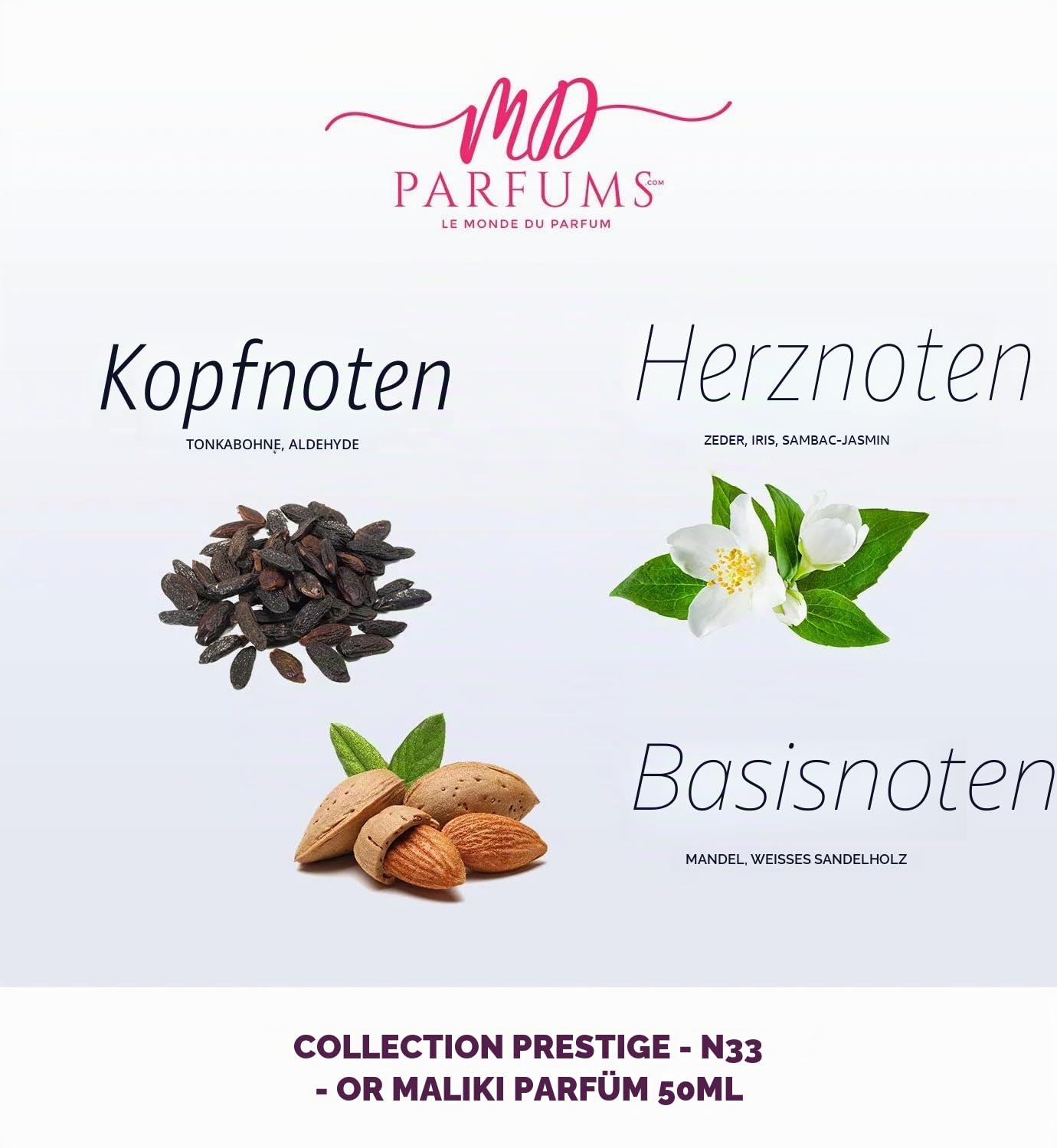 MDPARFUMS - Privée Collection CP Prestige - Gold Malaki Nummer 33 - Eau de Parfum Unisex - 50 ml - Duft Holzig und Floral - Tonkabohne, Jasmin Sambac und weißes Sandelholz