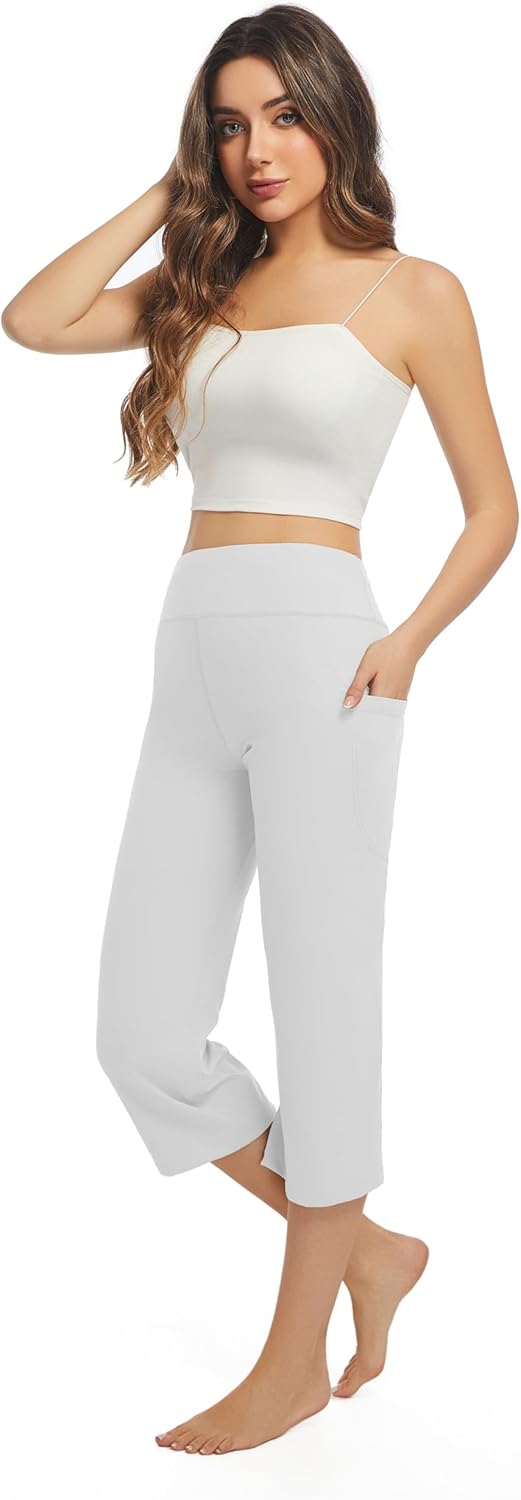 XFIFM 3 Pack Yoga Pants Women's Yoga Capris Pants High Waist Leggings Crop Athletic Exercise Workout Capris Straight Leg 21"