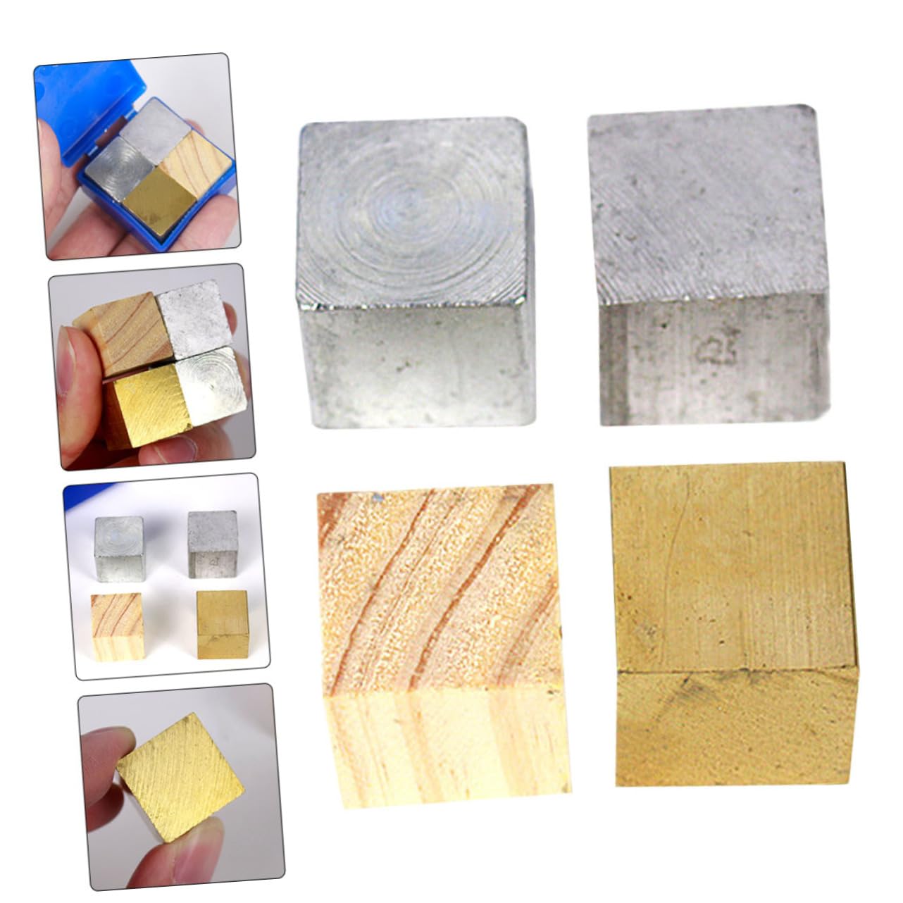 Mobestech 8 Piezas grupo de cubos bloque de densidad de hierro cubo de densidad dispositivos taco madera bloques madera cubo de hierro bloque de madera cilindro Metal herramienta equipo
