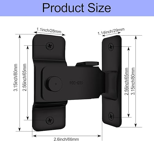 Miniatura 2 de Cerradura de puerta grande de ángulo recto de 90 grados, cerradura deslizante para ventana, cerradura de puerta de granero, cerradura de puerta de