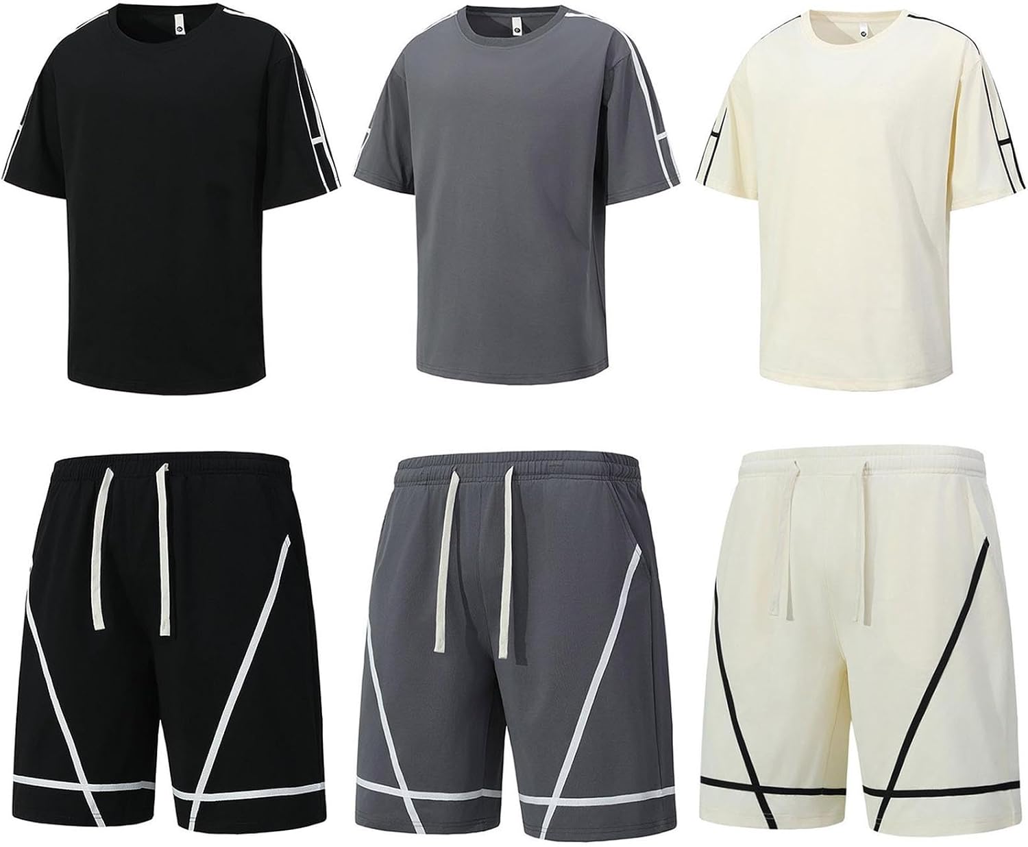 Cambkatl Men's 2 Piece Outfits, Pullover Loose Crewneck Short Sleeve T-Shirt & Loose Basketball Shorts Summer Workout Sets