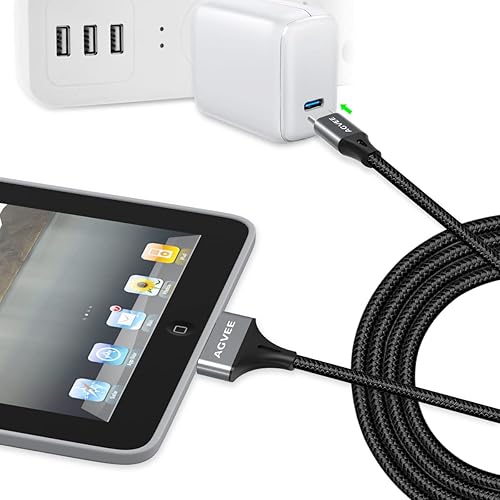 Miniatura 10 de AGVEE Paquete de 2 adaptadores de cable USB-C a 30 pines de 3 pies para iPhone 44S iPad 123 iPod, carcasa de metal trenzada tipo C a 30 pines, cable