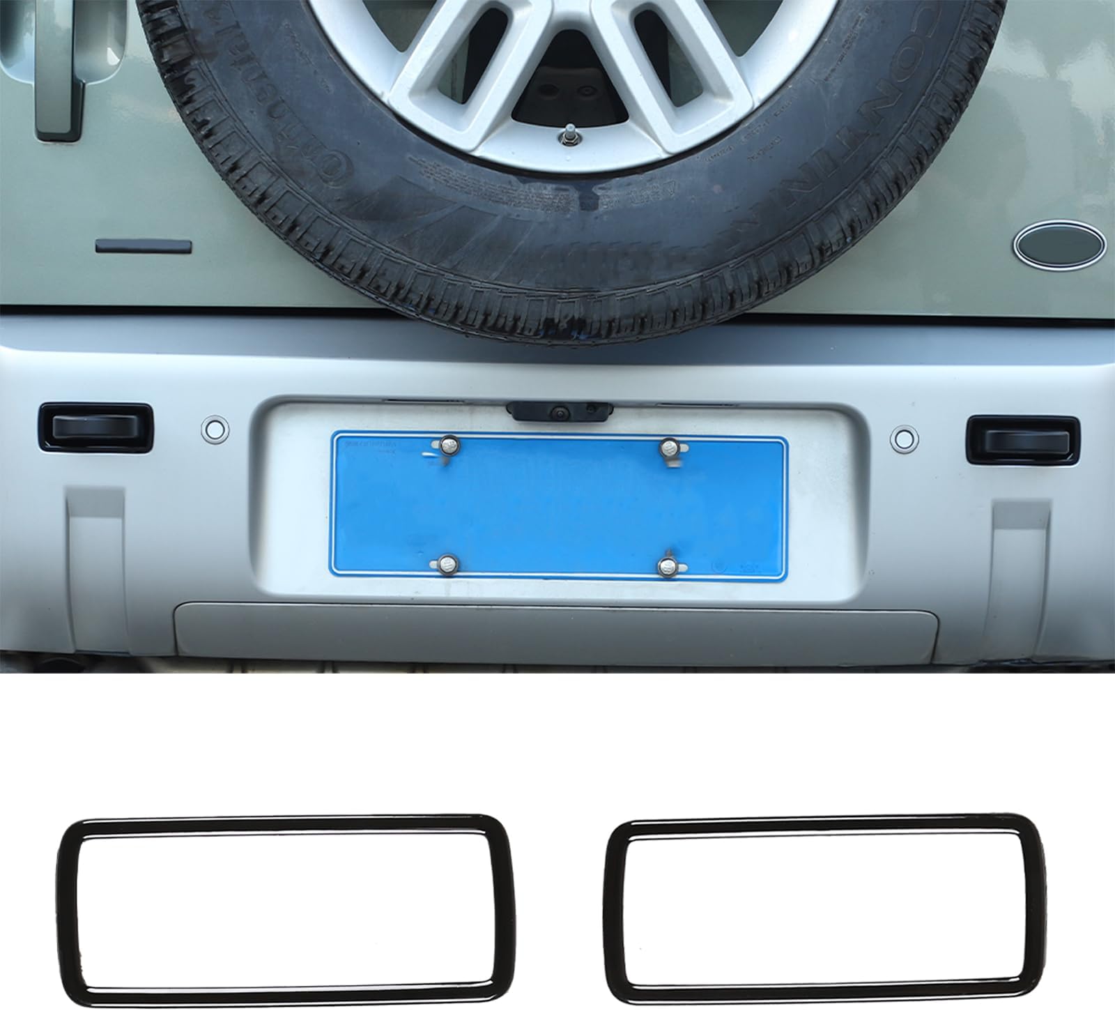 PIUGILH Rear Bumper Heavy Duty Trailer Hitch Tow Hook Hole Decoration Cover Frame for Land Rover Defender 90 110 130 2020-2023 (Black)
