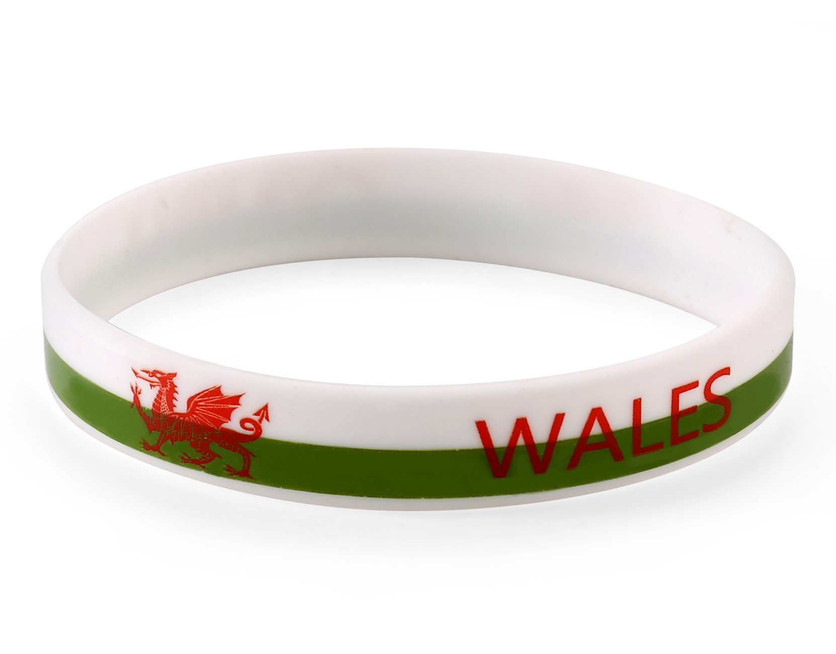 Komonee 10 x Wales White World Cup Sports Event Football Country National Flag Silicone Wristbands