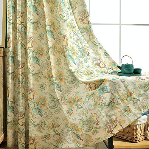 Rideaux imprimés fleurs style pastoral américain pour grand salon lumineux de 100 x 260 cm