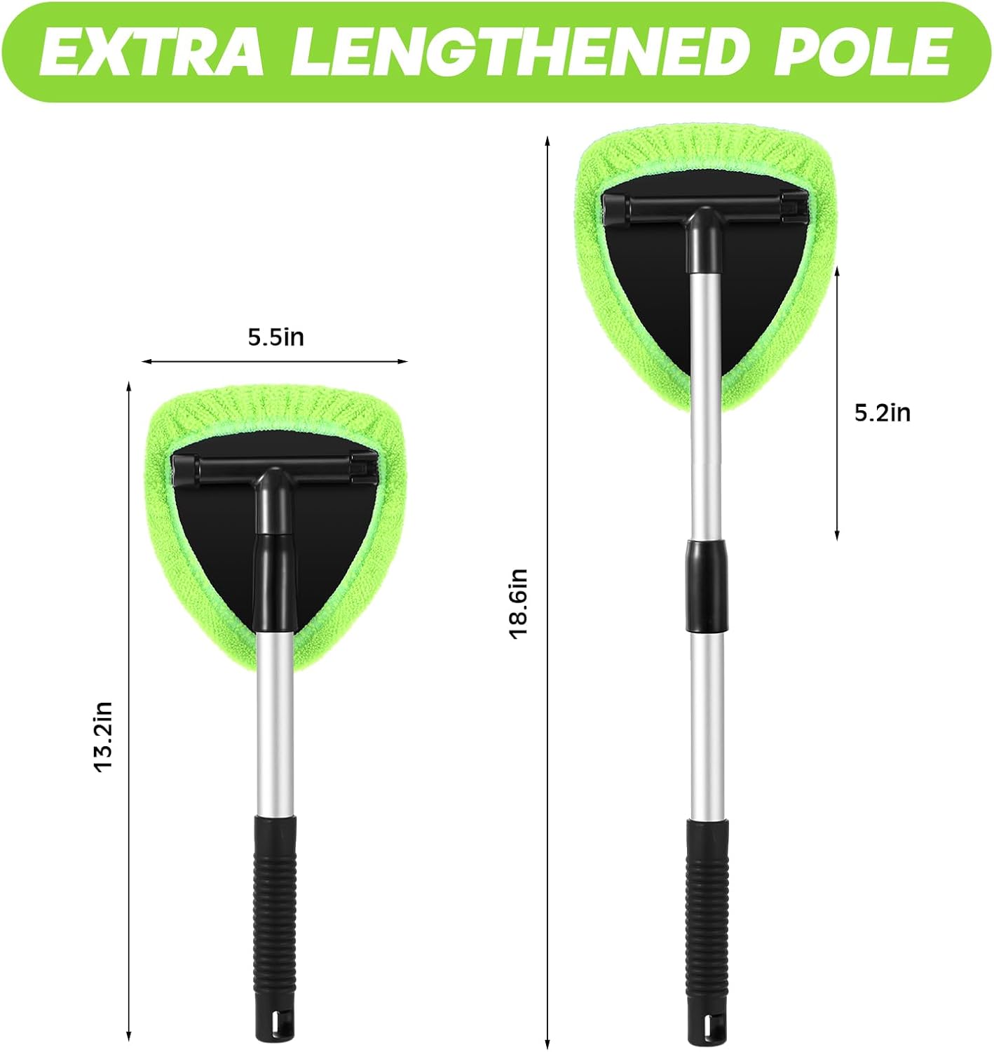 8 Pcs Car Windshield Cleaner Tool Kit with Extendable Handle, Microfiber Towel Pads, Brush, Empty Spray Bottle for Auto Glass Wiper Suvs Rvs & Home Windows (Green) - Image 3