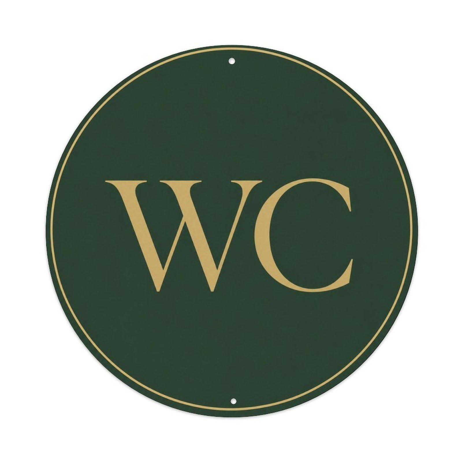 WC Dark Green Gold Restroom Notice Classic Crest Badge Metal Tin Sign