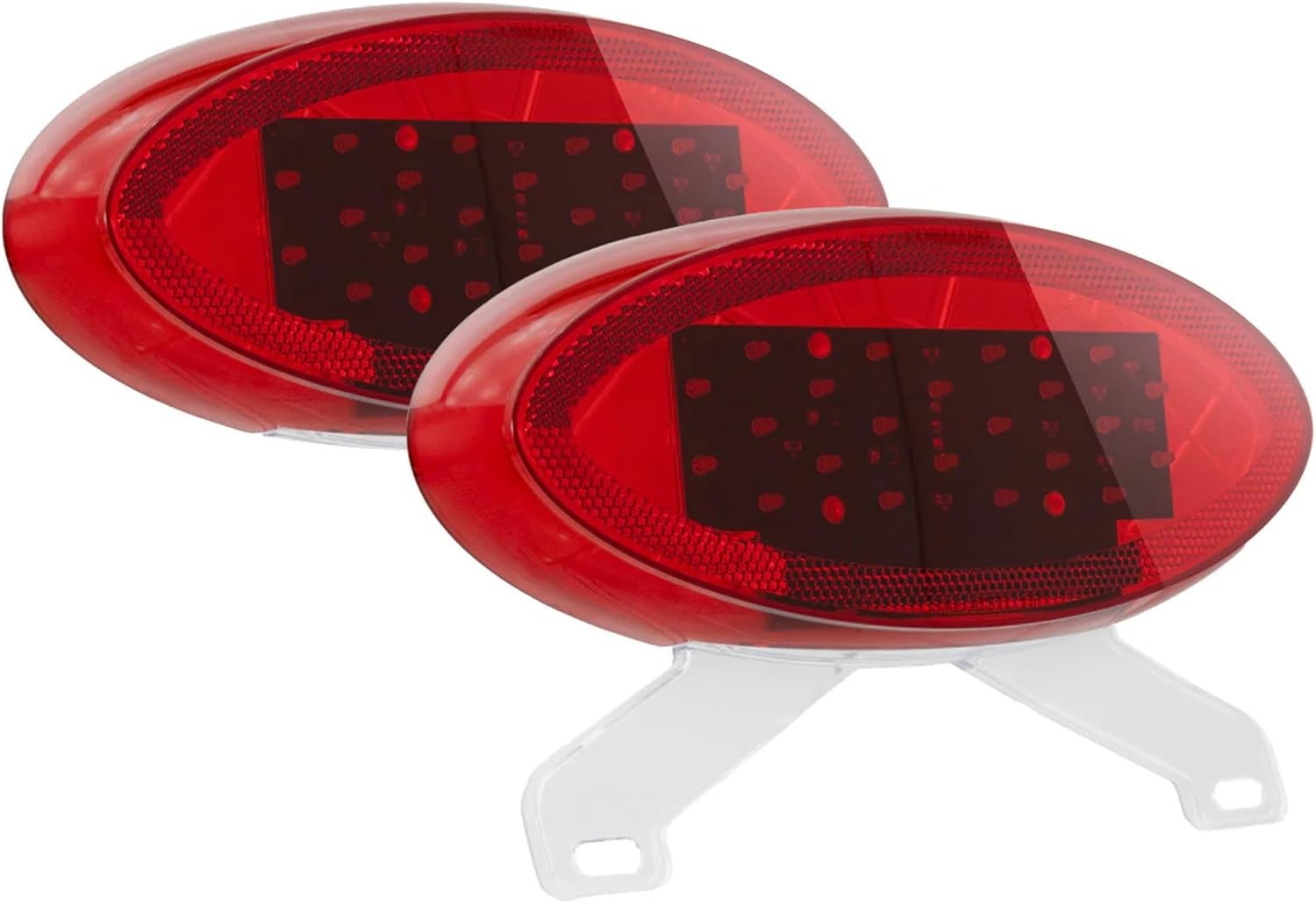 Tough Grade 12V Oval LED Trailer Tail Light | 22 LEDs, Brake/Turn/Tail/Rear Reflex | Red Acrylic Lens | Surface Mount | Vertical/Horizontal Install | Made in USA (With License Plate Bracket)