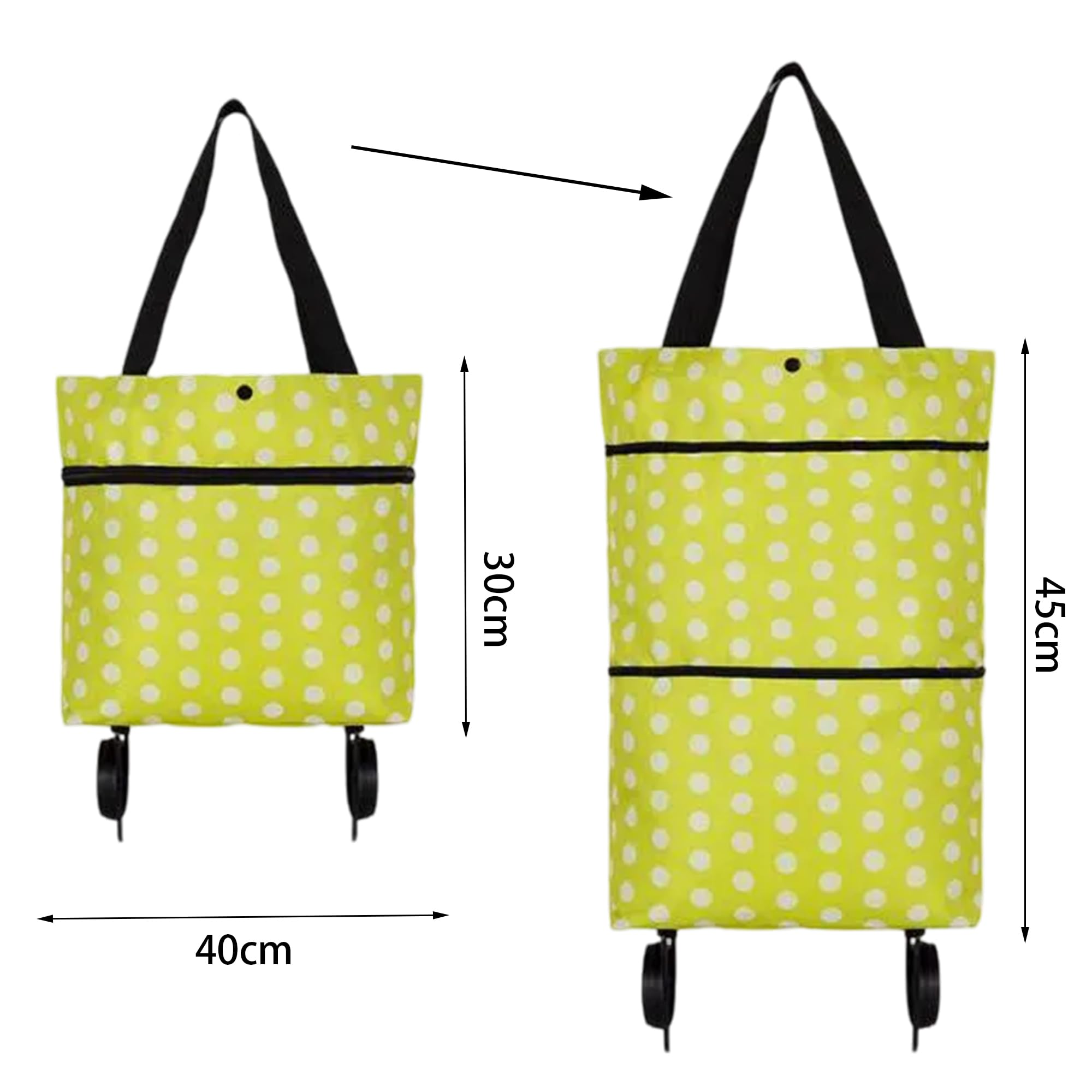 FGXY Chariot à Provisions Pliable - Caddie Courses Portable Oxford, Sac Réutilisable Avec Roulettes - Vert Bandes De Vagues