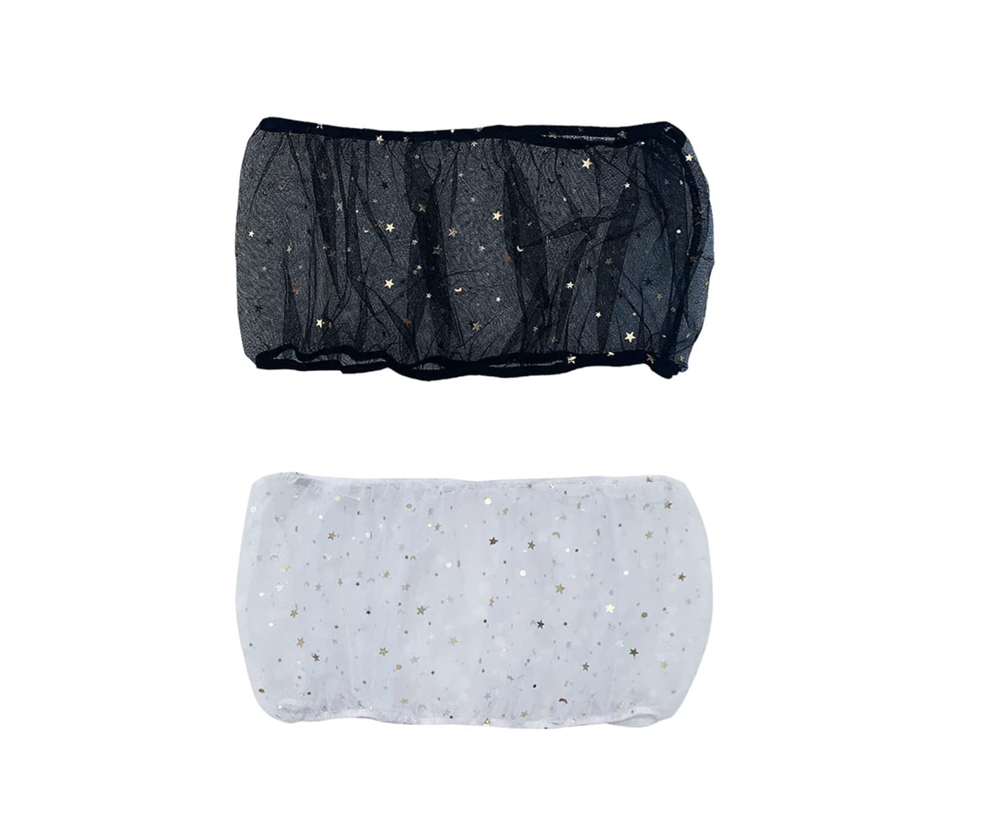 SYOSI Birdcages Cover, Universal Birdcage Cover Black and White 2 Piece, Adjustable Soft Airy Nylon Mesh Net Cover, Bird Cage Seed Catcher Parrot Cage Mesh Skirt for Round Square Cages