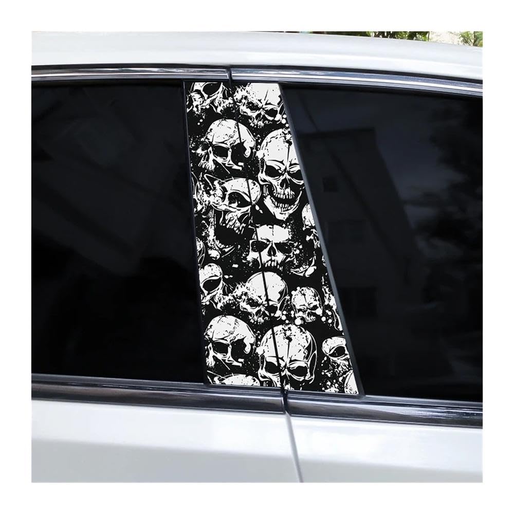 Bertdcx F White Skull Car Sticker Center Pillar Waterproo Diy Door Pillar Decal Auto Parts(F)