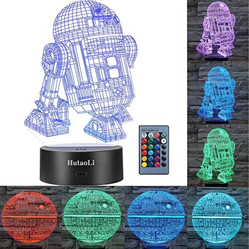 3D Star Wars Night Lights 2 Modes and 7 Color Variations Star Wars Decorative Lights -R2-D2 and Death Star The Best Gift for Children and Star Wars Fans (Dinosaur Night Light)